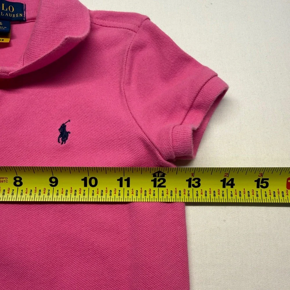 Polo Ralph Lauren Girls Pink Pique Polo Dress Size 6 Drop Waist Cotton